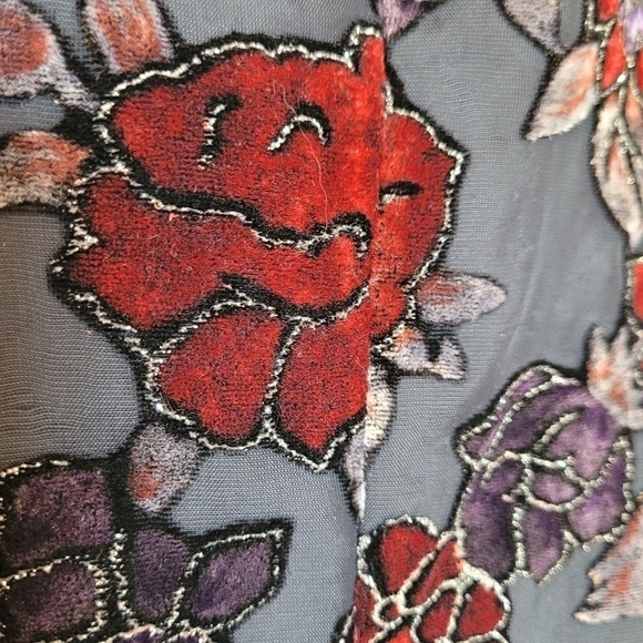 Vintage Velvet Floral and Sparkle Chinese Style Lined Jacket - Picture 5 of 10